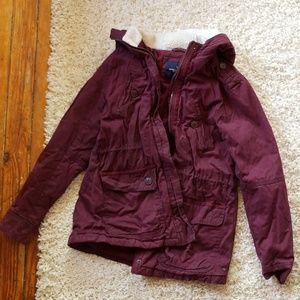 Burgundy Canvas Coat